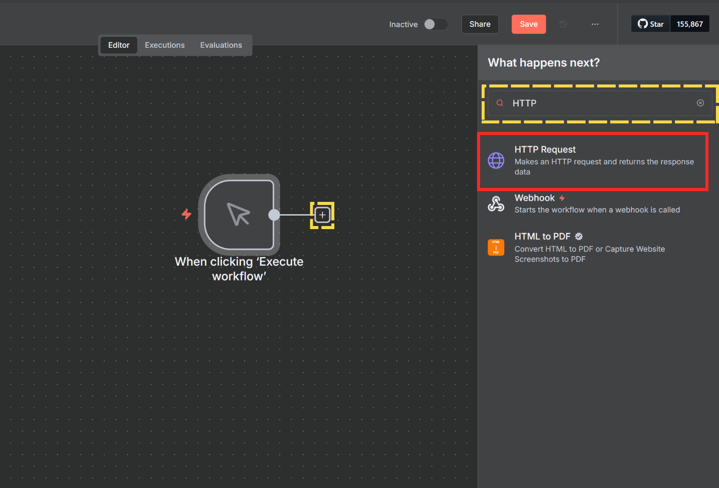 Adding HTTP Request node to n8n workflow