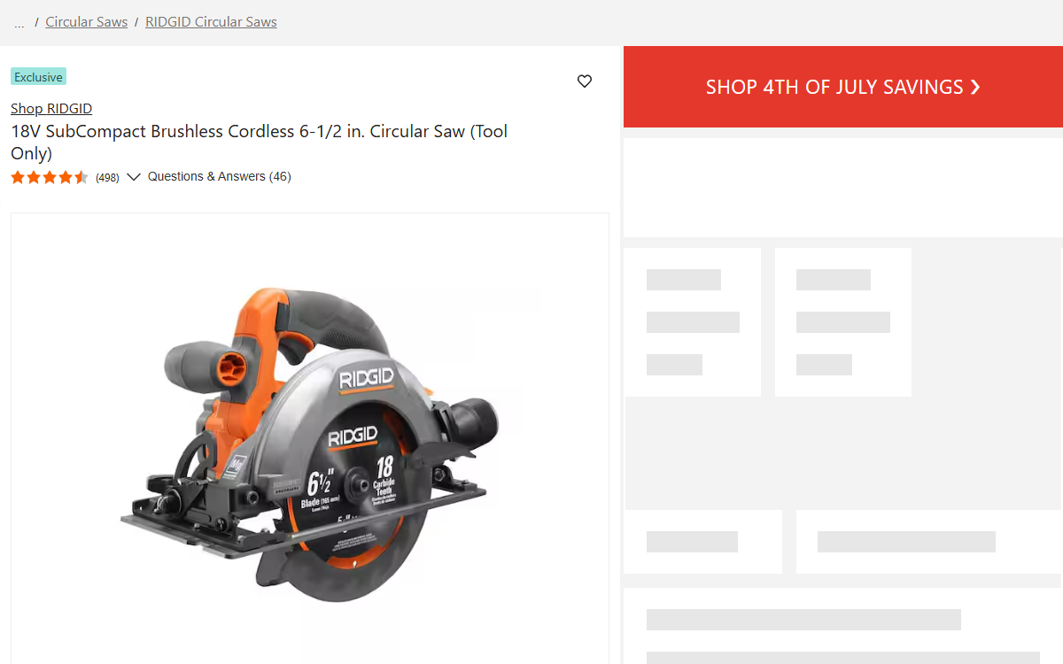 The Home Depot screenshot