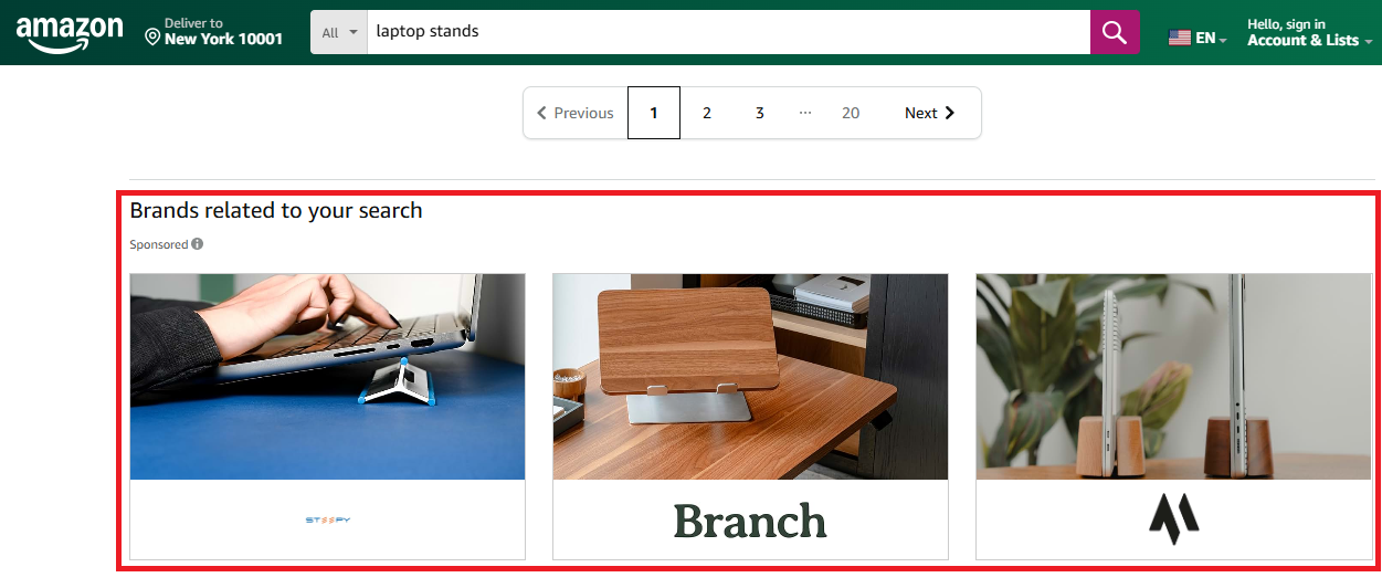 amazon featured brands section