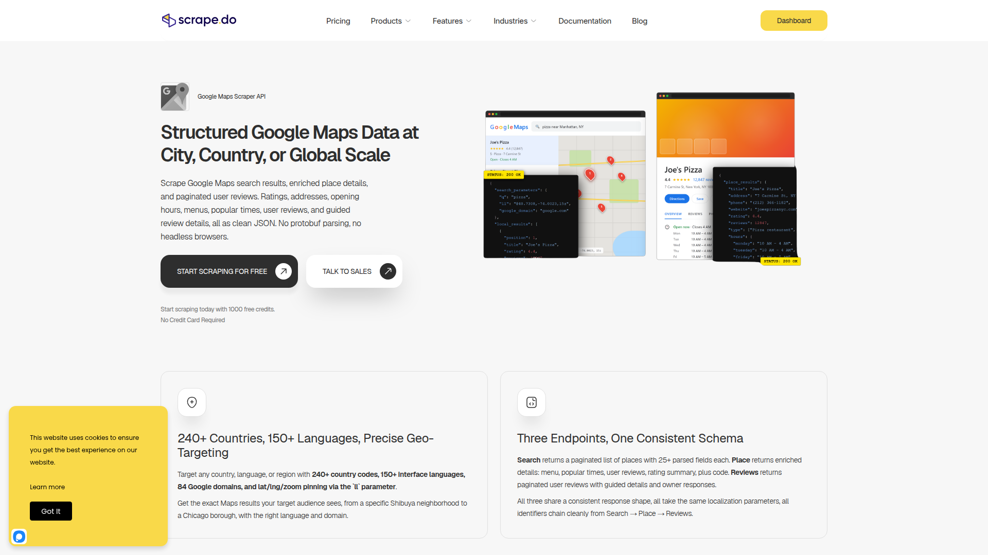 Scrape.do Google Maps scraper API product page