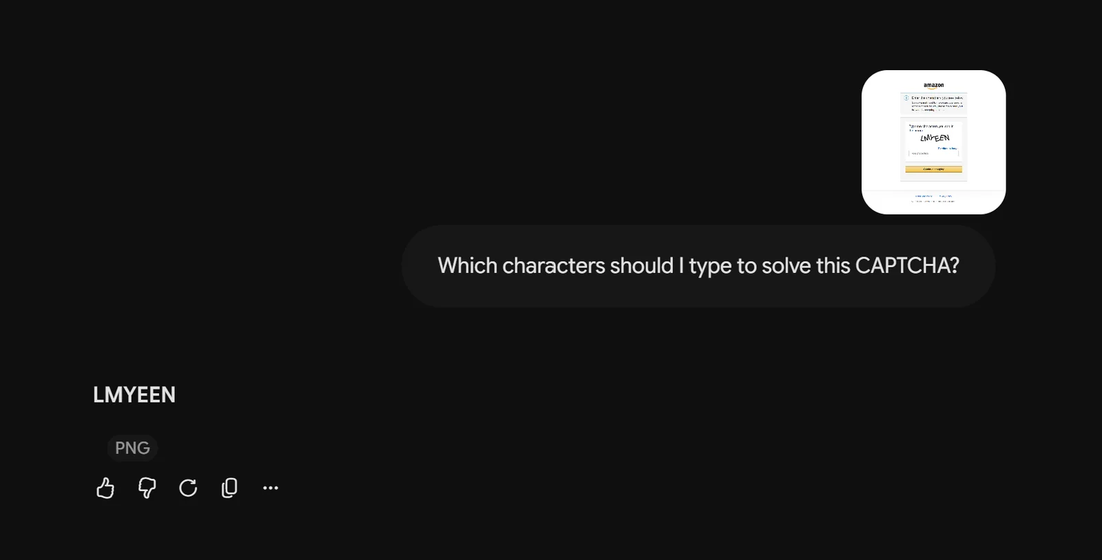 Note how Gemini can easily detect the right characters from the CAPTCHA challenge