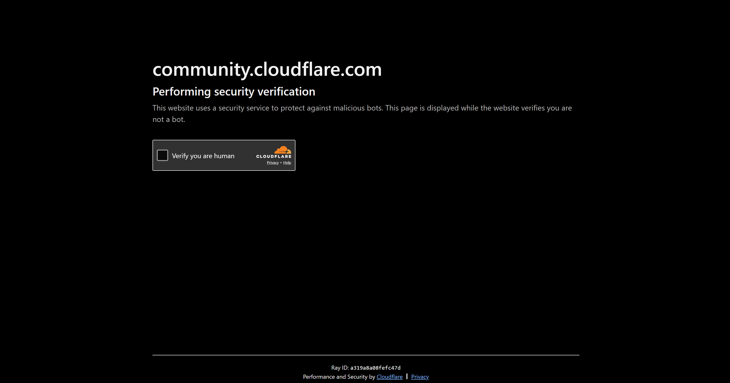 The Cloudflare Turnstile CAPTCHA on community.cloudflare.com