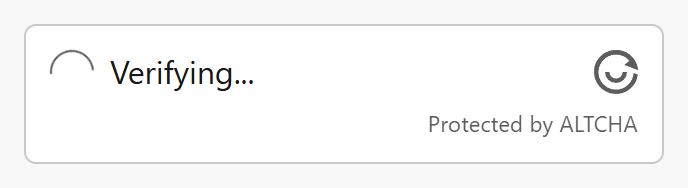 Proof-of-work CAPTCHA from ALTCHA verifying in the browser before showing verified