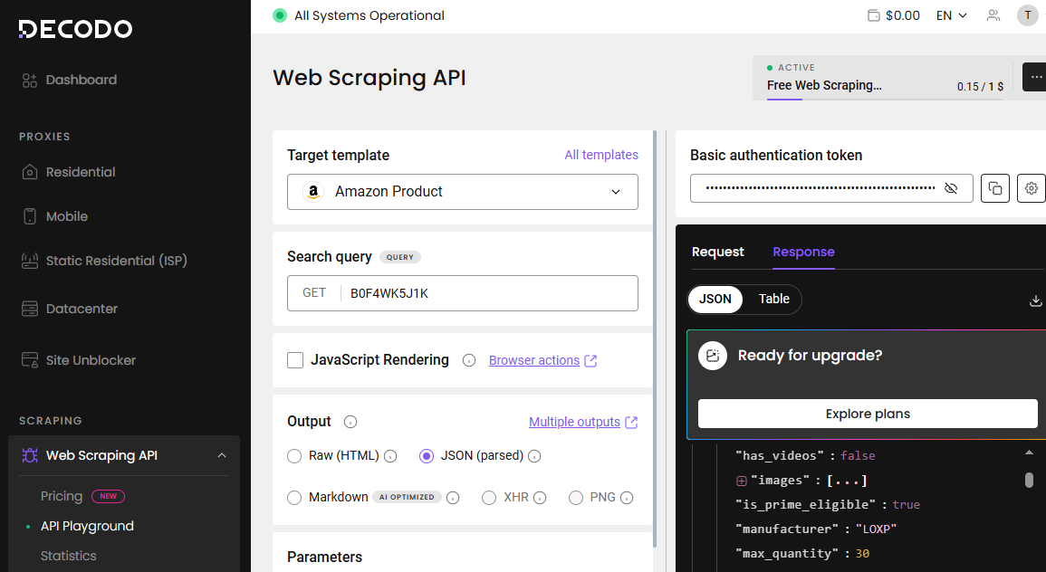 Decodo Amazon Scraper API