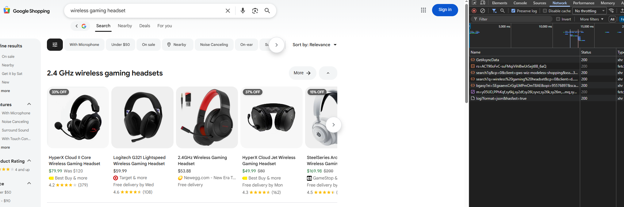 open devtools network tab