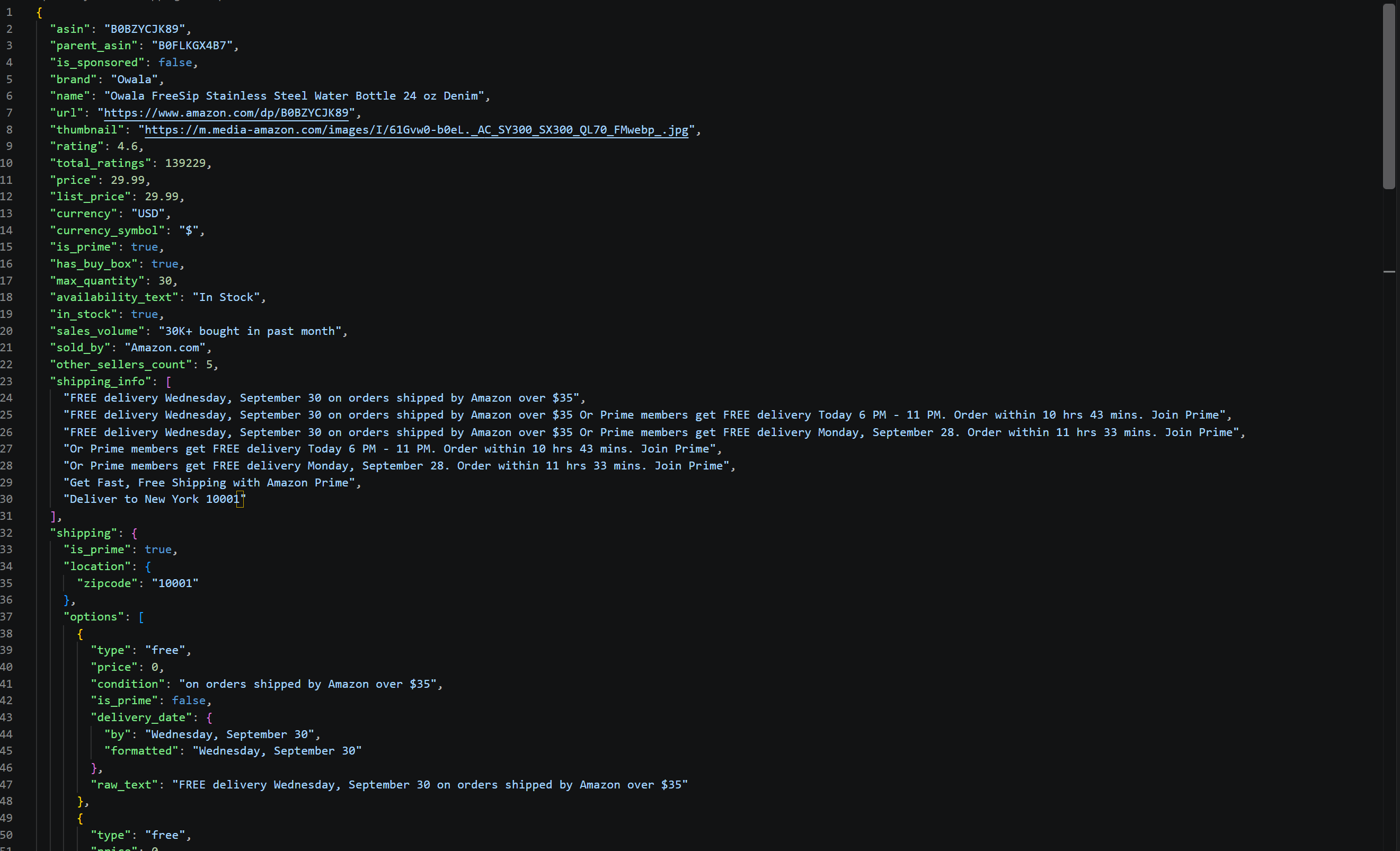 The content of the “input/product.json” file