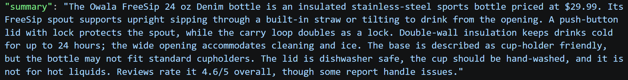 The summary produced by the AI in run #1 from PDF