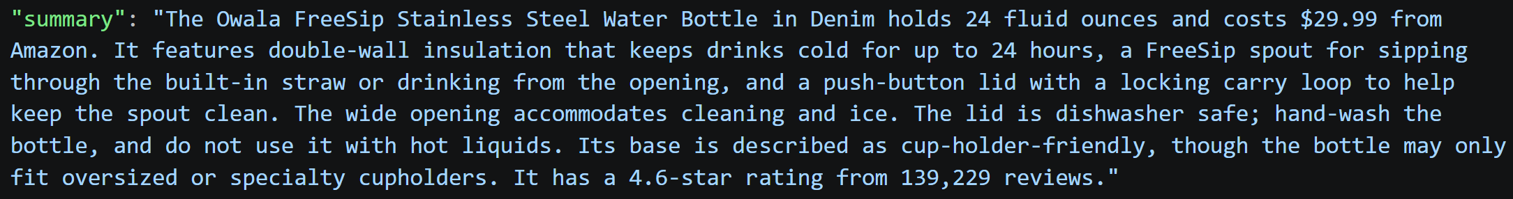 The summary produced by the AI in run #1 from plain text