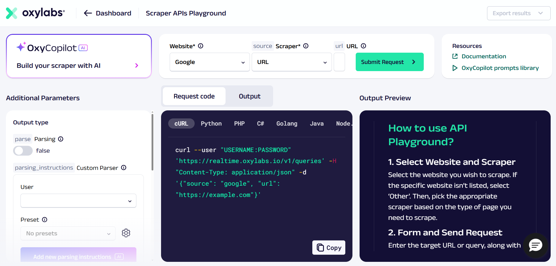 Oxylabs scraper API products as a ScrapingAnt alternative