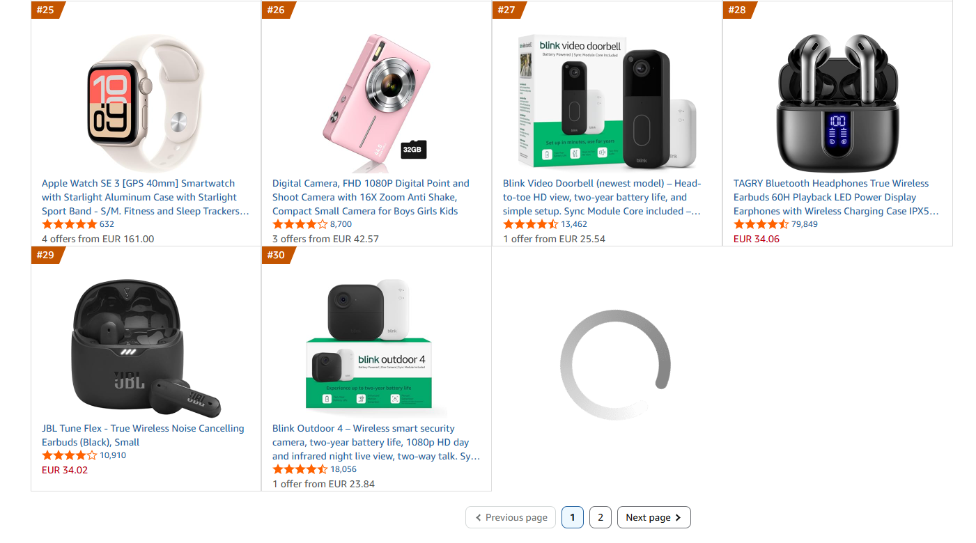 scrape amazon best sellers products