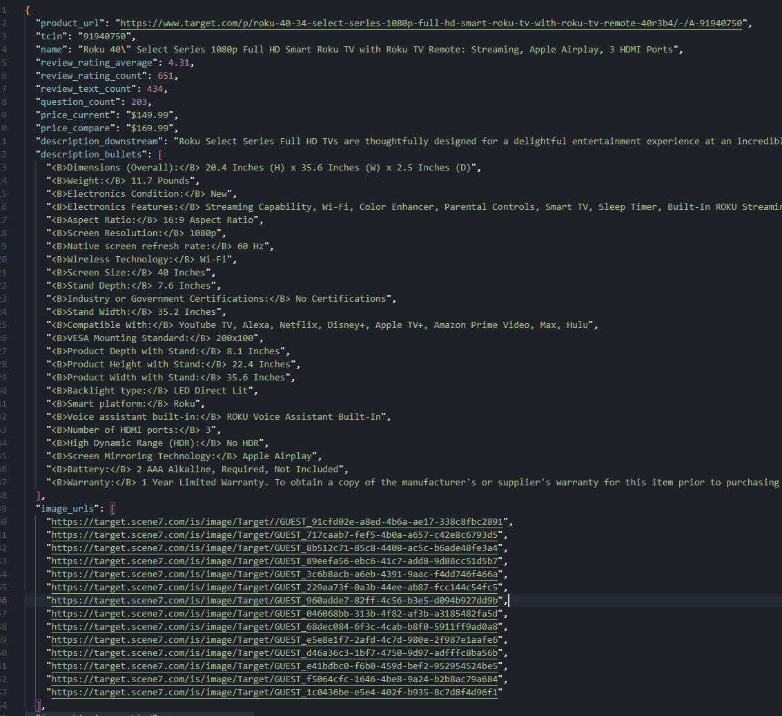 Contents of target-product.json showing key fields