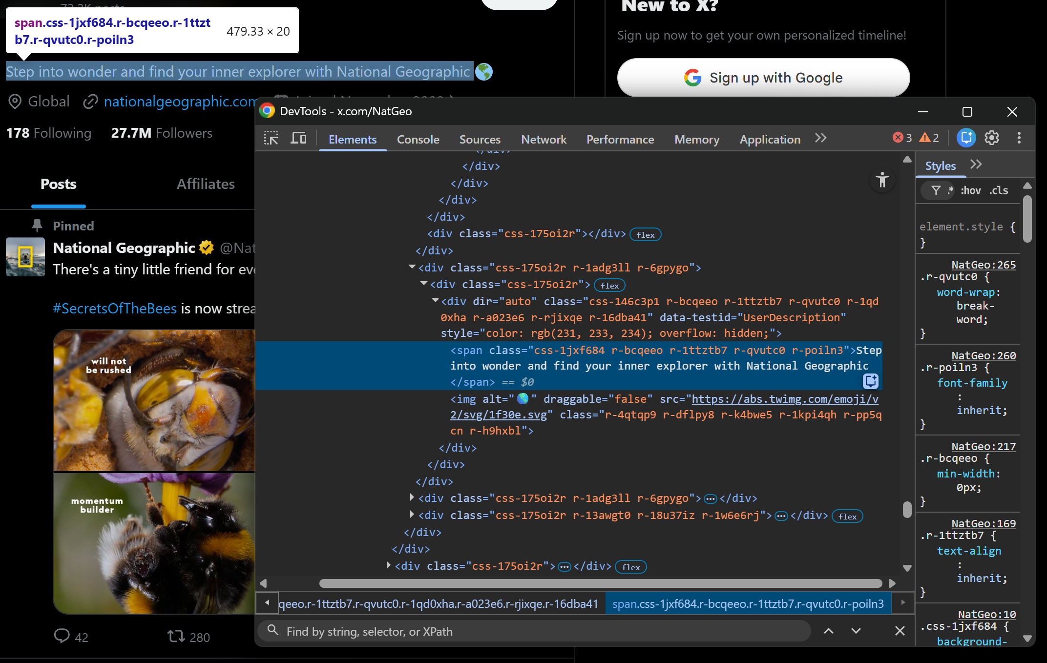 Inspecting the profile description element