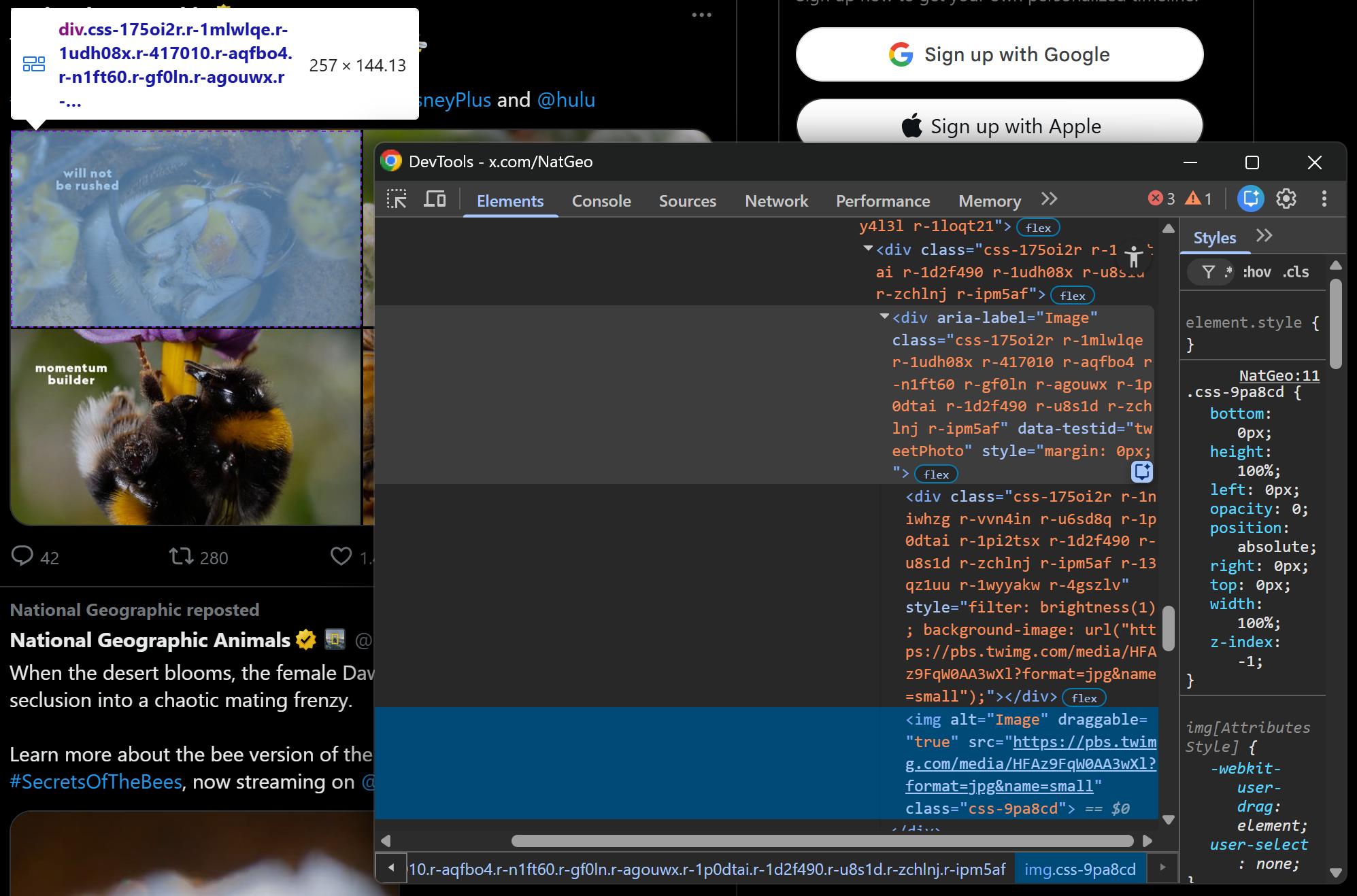 Inspecting a Tweet with four images
