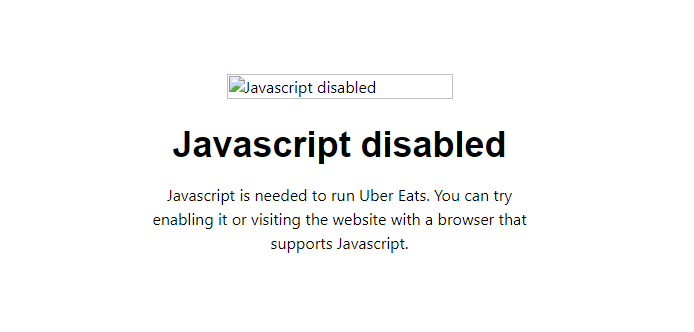 Uber Eats page without JavaScript rendering