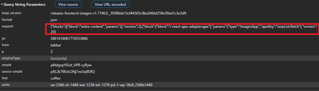 DevTools showing JSON batch request